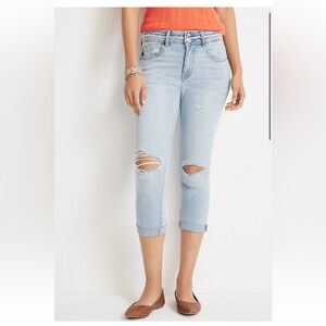 KanCan Exclusively for Maurice’s High Rise Ripped Capri Denim Jeans Size 30